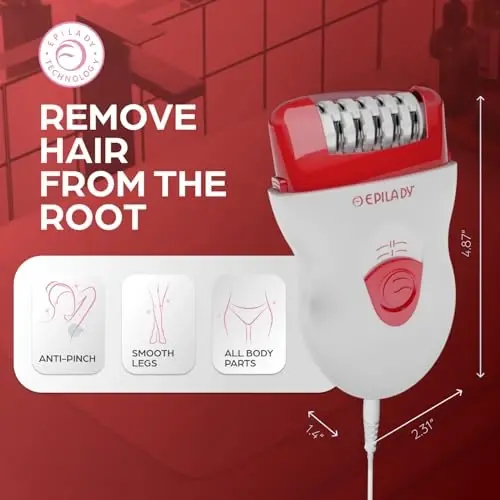 Epilady Speed Corded Epilator for Women – Dual-Speed 40-Disc Root Hair Removal Device for Legs, Underarms and Bikini Area Compact Waterproof Anti-Pinch Design for Smooth Long-Lasting Results - EPILADY (1)