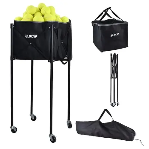 ELKCIP Portable Pickleball & Tennis Ball Hopper - Pickleball Collector Retriever Basket Carrier Gatherer Picker Container for Picking and Storage Training Tool for Ball - 6