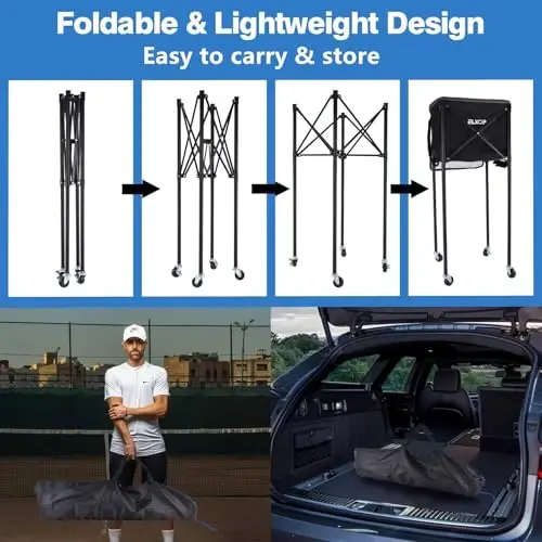 ELKCIP Portable Pickleball & Tennis Ball Hopper - Pickleball Collector Retriever Basket Carrier Gatherer Picker Container for Picking and Storage Training Tool for Ball - 10