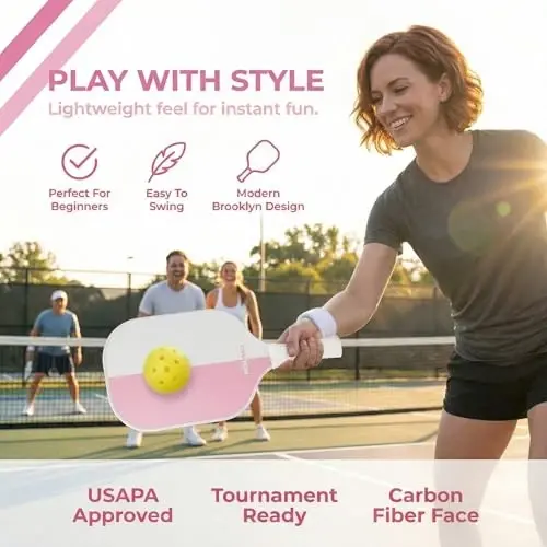 Brooklyn Pickleball Co – Carbon Fiber Pickleball Paddles – USAPA Approved, Honeycomb Core, Cushioned Grip, Lightweight Design – Single Paddles & Paddle Sets - 1
