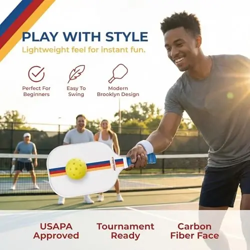 Brooklyn Pickleball Co – Carbon Fiber Pickleball Paddles – USAPA Approved, Honeycomb Core, Cushioned Grip, Lightweight Design – Single Paddles & Paddle Sets - 2