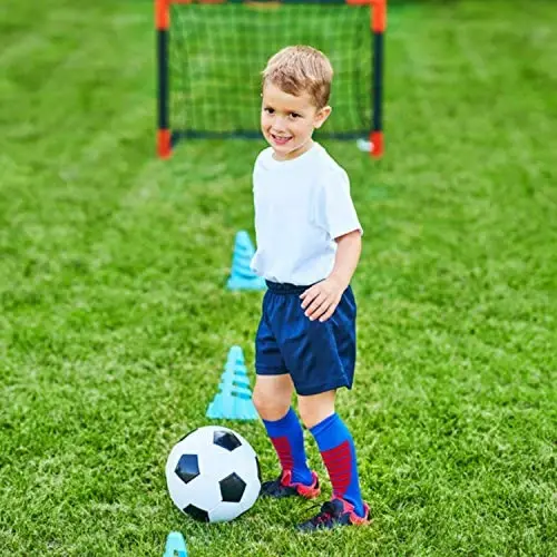 Soccer Ball Size 2,3,4,5 with Pump Needle Classic White Black Thicker PU Tight Weaved Suitable for Youth Boy League Game Trainning Practice or Gift - 5