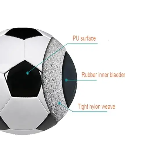 Soccer Ball Size 2,3,4,5 with Pump Needle Classic White Black Thicker PU Tight Weaved Suitable for Youth Boy League Game Trainning Practice or Gift - 2