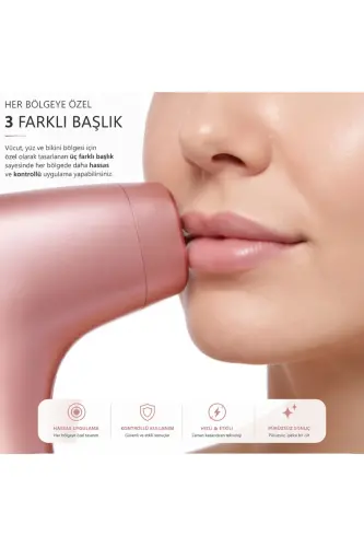 A05 3 Milyon Atım Akıllı Cilt Tanıma Ultra Seri Atım 3 Başlık IPL Lazer Cihazı - Pembe - 5