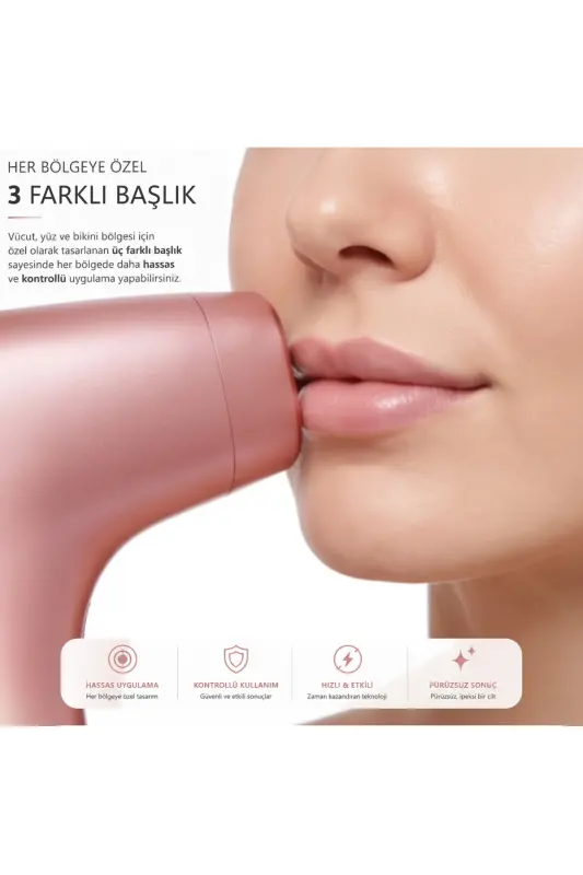 A05 3 Milyon Atım Akıllı Cilt Tanıma Ultra Seri Atım 3 Başlık IPL Lazer Cihazı - Pembe - 5