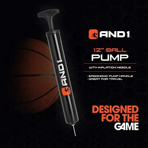 AND1 Rubber Basketball & Pump (Drip Collection)- Official Size 7 (29.5”) Streetball, Made for Indoor and Outdoor Basketball Games (Orange/Black) - 8