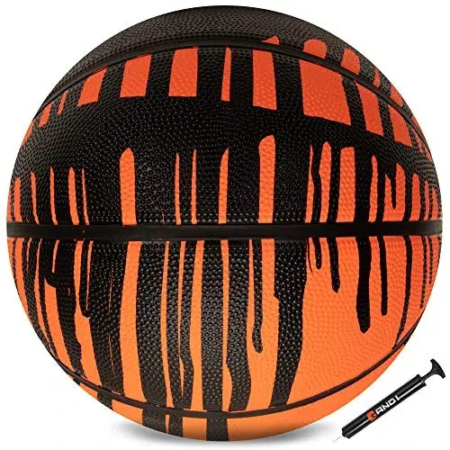 AND1 Rubber Basketball & Pump (Drip Collection)- Official Size 7 (29.5”) Streetball, Made for Indoor and Outdoor Basketball Games (Orange/Black) - 2