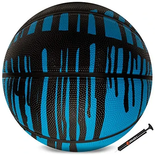 AND1 Rubber Basketball & Pump (Drip Collection)- Official Size 7 (29.5”) Streetball, Made for Indoor and Outdoor Basketball Games (Blue/Black) - 7