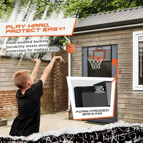AND1 Over the Door Mini Basketball Hoop: 18x12 Shatterproof Backboard, 2 Mini Basketballs, and Hand Pump Included- Ultimate Indoor Basketball Accessory for Kids and Adults, No Tools Required - 9