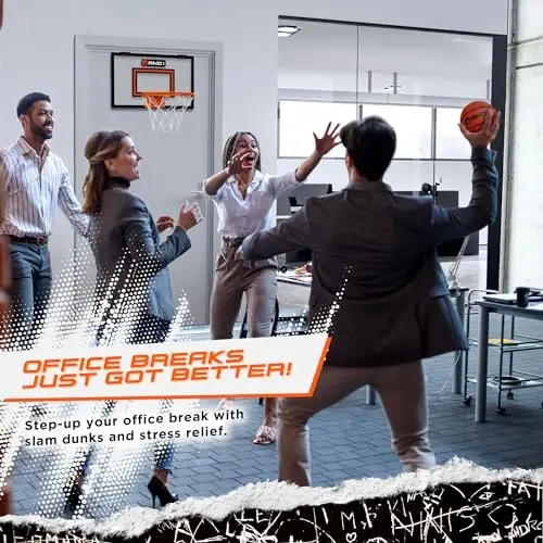 AND1 Over the Door Mini Basketball Hoop: 18x12 Shatterproof Backboard, 2 Mini Basketballs, and Hand Pump Included- Ultimate Indoor Basketball Accessory for Kids and Adults, No Tools Required - 10