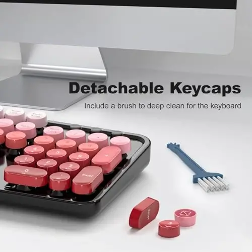 MOFII Wireless Keyboard and Mouse Combo, 2.4GHz Retro Typewriter Keyboard Full Size, Cute Wireless Mice, USB Dongle Plug and Play, for Laptop, PC, Desktop, Windows (Black Red Gradient Color) - 5