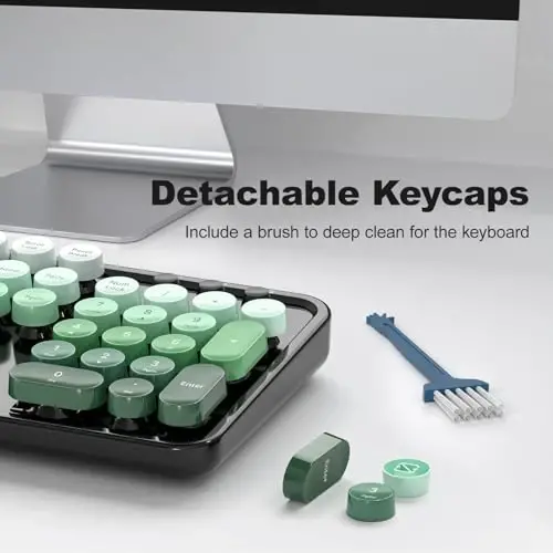 MOFII Wireless Keyboard and Mouse Combo, 2.4GHz Retro Typewriter Keyboard Full Size, Cute Wireless Mice, USB Dongle Plug and Play, for Laptop, PC, Desktop, Windows (Black Green Gradient Color) - 5