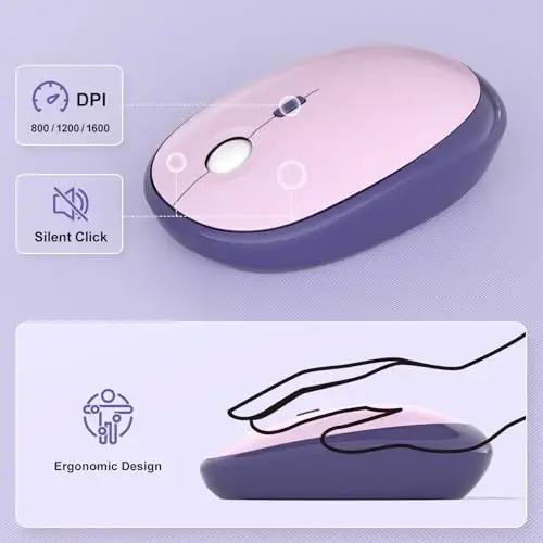 MOFII Wireless Keyboard and Mouse Combo,2.4G Typewriter Keyboard Quiet Mice | Retro Full Size Computer Keyboards, Cute Mouse, USB Dongle Plug and Play, for PC,Laptop,Desktop,Windows (Purple Gradient) - 3
