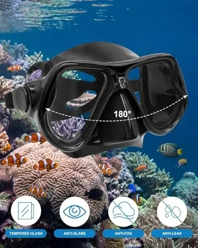 Snorkeling Gear for Adults, Dry-Top Snorkel Mask Set, Anti-Fog Scuba Diving Snorkle mask Set Adult Youth, Panoramic Wide View Dive mask, Adjustable Swimming Diving Snorkeling Packages - 3