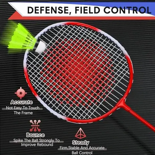 Chitidr 12 Pack Badminton Rackets Set Including Badminton Racquets, Nylon Shuttlecocks and Carry Bag for Outdoor Backyard Games Beginners - CHITIDR (1)