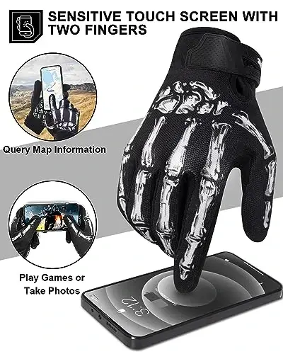 RIGWARL Motorcycle Gloves for Men Women Touchscreen, Lightweight Dirt Bike Glove Non-Slip, Skeleton Motorcycle Riding Glove - 2