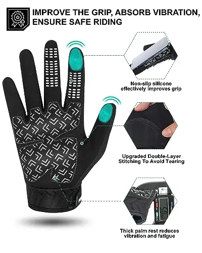 RIGWARL Motorcycle Gloves for Men Women Touchscreen, Lightweight Dirt Bike Glove Non-Slip, Skeleton Motorcycle Riding Glove - 3