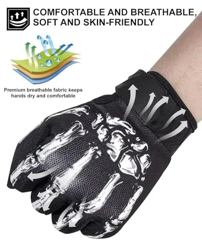 RIGWARL Motorcycle Gloves for Men Women Touchscreen, Lightweight Dirt Bike Glove Non-Slip, Skeleton Motorcycle Riding Glove - 4