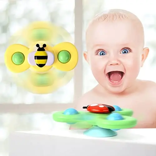 3PCS Suction Cup Spinner Toys for 1 2 Year Old Boys Spinning Toys Baby Toys 12-18 Months Sensory Toys for Toddlers 1-3 Easter Basket Stuffers Gifts for 1 Year Old Girls - 2