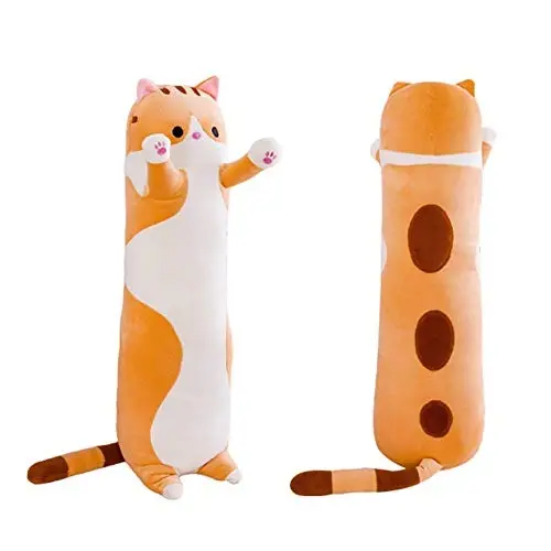 shangman Lovely Plush Cat Doll Cute Cartoon Soft Stuffed Kitten Pillow Long Throw Sleeping Pillow Doll Toy Gift for Kids Girlfriend Multiple Size (Brown,150cm/59in) - SHANGMAN (1)