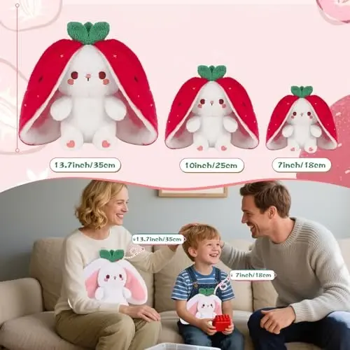 MIAODAM Strawberry Bunny Plush Toy-Soft Huggable Stuffed Animal for Babies, Kids & Collectors, Birthday Present & Nursery Decor 13.7inch - 3