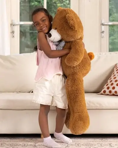MaoGoLan Giant Teddy Bear Plush Toy - Ultra Soft & Cute Large Stuffed Animal 39 inches, Perfect for Baby Showers, Birthdays, Valentine’s Day Gifts (Kids, Couples, Family),Dark Brown - 12