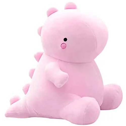 VHYHCY Cute Dinosaur Plush Toys, Fat Dinosaur Stuffed Animals Dolls, Soft Plush Dino Plushie, Birthday Gifts for Kids Girls Boys Pink 12 inch - 6