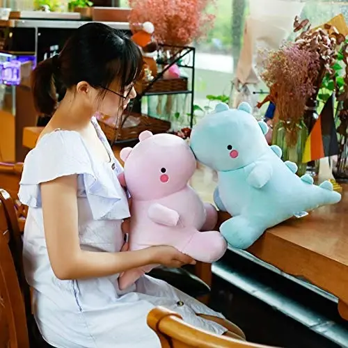VHYHCY Cute Dinosaur Plush Toys, Fat Dinosaur Stuffed Animals Dolls, Soft Plush Dino Plushie, Birthday Gifts for Kids Girls Boys Pink 12 inch - 8