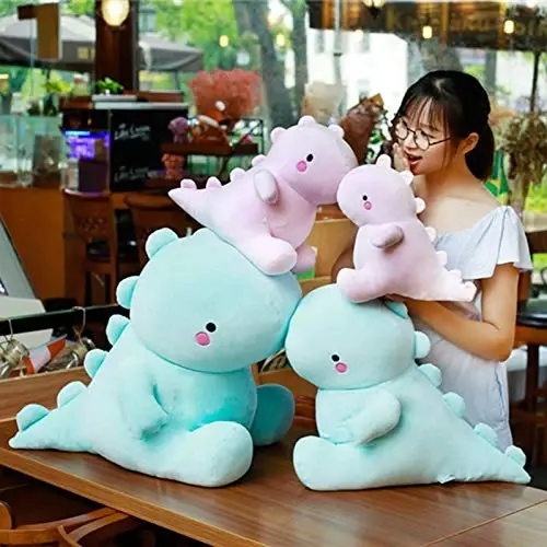 VHYHCY Cute Dinosaur Plush Toys, Fat Dinosaur Stuffed Animals Dolls, Soft Plush Dino Plushie, Birthday Gifts for Kids Girls Boys Pink 12 inch - 10