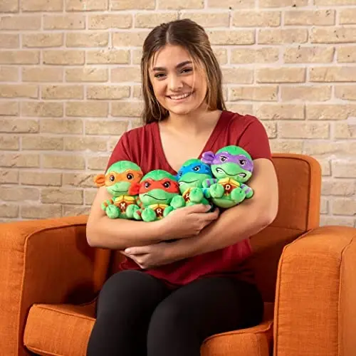 Club Mocchi-Mocchi- Teenage Mutant Ninja Turtles Plush - TMNT Michelangelo Plushie - Ninja Turtle Stuffed Animal Toys and Room Decor - Plush Collectible TMNT Figures - 6 inch - 5
