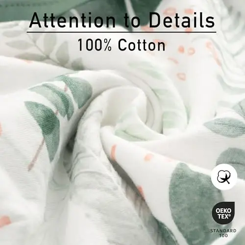GLLQUEN BABY Swaddles for Newborns Organic Cotton, Soft Baby Swaddles 0-3 Months, Womb-Like Sleep Sack Wrap Nursery Swaddling Blankets Sage Green & Plant - 4