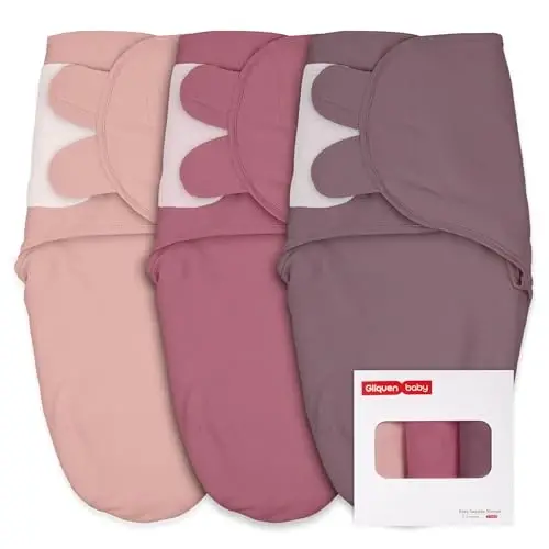 GLLQUEN BABY Swaddles for Newborns Organic Cotton, Soft Baby Girl Swaddles 0-3 Months, Womb-Like Sleep Sack Wrap Nursery Swaddling Blankets Mauve Blush Rose - 1