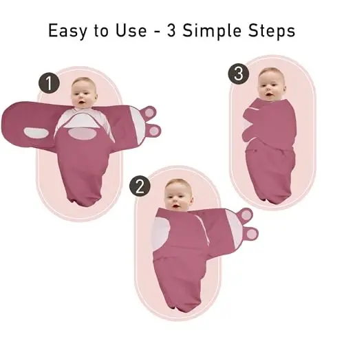 GLLQUEN BABY Swaddles for Newborns Organic Cotton, Soft Baby Girl Swaddles 0-3 Months, Womb-Like Sleep Sack Wrap Nursery Swaddling Blankets Mauve Blush Rose - 6