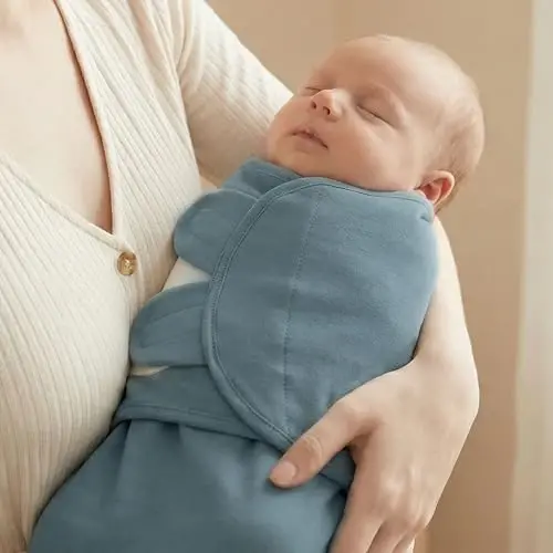 GLLQUEN BABY Swaddles for Newborns Organic Cotton, Soft Baby Boy Swaddles 0-3 Months, Womb-Like Sleep Sack Wrap Nursery Swaddling Blankets Tranquil Blue - 2