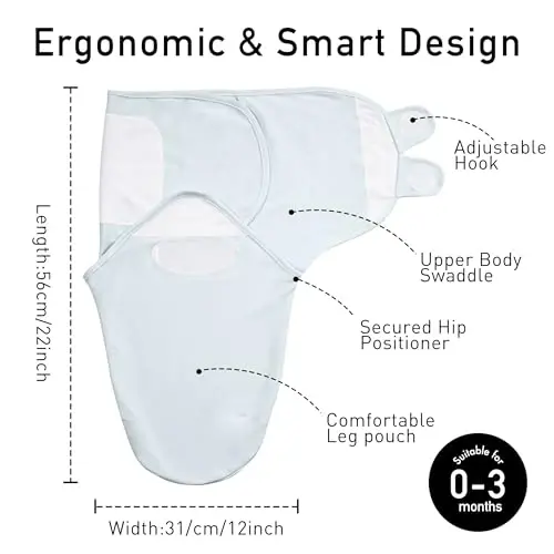 GLLQUEN BABY Swaddles for Newborns Organic Cotton, Soft Baby Boy Swaddles 0-3 Months, Womb-Like Sleep Sack Wrap Nursery Swaddling Blankets Tranquil Blue - 5