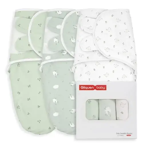 GLLQUEN BABY Swaddles for Newborns Organic Cotton, Soft Baby Swaddles 0-3 Months, Womb-Like Sleep Sack Wrap Nursery Swaddling Blankets Natural Green 