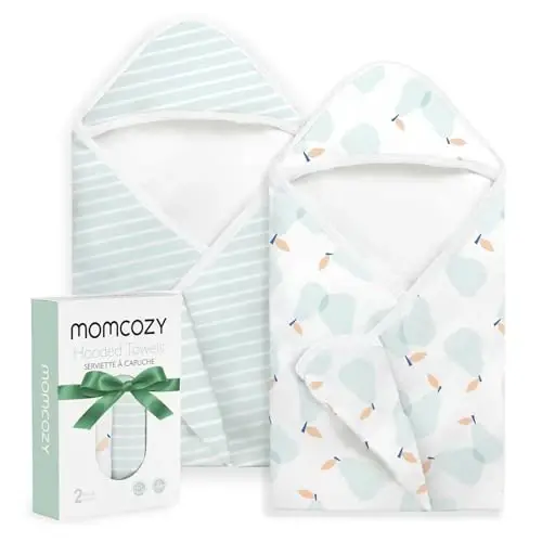 Momcozy Baby Towels, Soft Absorbent Bath Towel for Newborn&Toddler,Blue | Soft&Absorbent Bath Towel Set，Gentle on Baby's Skin，Unisex Baby Essential - 1