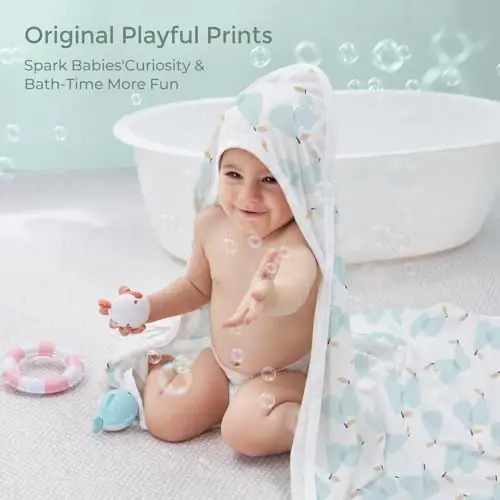 Momcozy Baby Towels, Soft Absorbent Bath Towel for Newborn&Toddler,Blue | Soft&Absorbent Bath Towel Set，Gentle on Baby's Skin，Unisex Baby Essential - 5