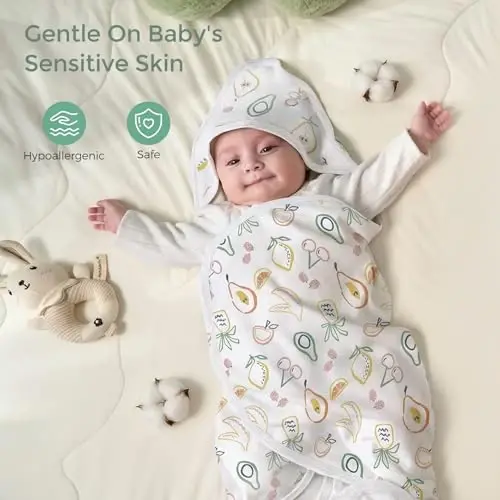 Momcozy Baby Towels, Soft Absorbent Bath Towel for Newborn&Toddler,Green | Soft&Absorbent Bath Towel Set，Gentle on Baby's Skin，Unisex Baby Essential - 4
