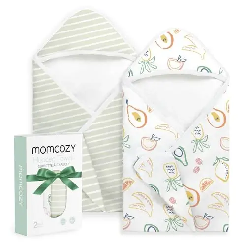 Momcozy Baby Towels, Soft Absorbent Bath Towel for Newborn&Toddler,Green | Soft&Absorbent Bath Towel Set，Gentle on Baby's Skin，Unisex Baby Essential - 1