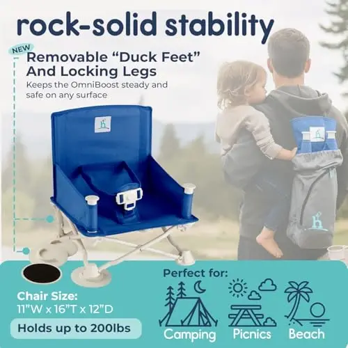 Hiccapop OmniBoost Travel Booster Seat with Tray for Baby | Folding Portable Baby Booster Seat for Dining Table, Camping, Beach, Grandma’s | Tip-Free Design Straps to Kitchen Chairs - Booster Chair - 3
