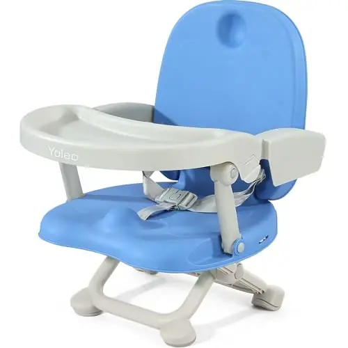 YOLEO Baby High Chair Booster Seat for Dining Table, Foldable High Chairs with Adjustable Heights, Travel Booster Seat with Removable Tray - 1