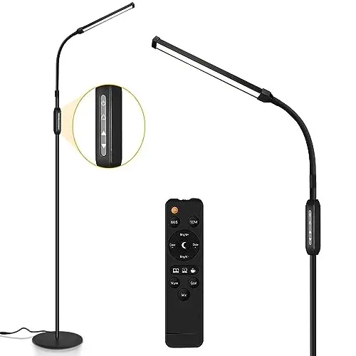 EBEST Led Floor Lamp for Eyelash Extensions Standing Floor Lamps for Office Eyelash lamp Tattoo Light Reading Lamp for Bedroom Makeup Lash Light Extension (Black - RY) - 1
