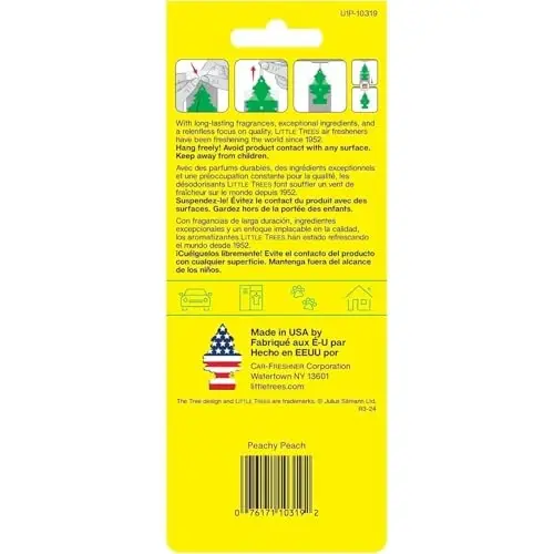 LITTLE TREES Car Air Freshener | Hanging Paper Tree for Home or Car | Peachy Peach Scent | 24 Pack - 3