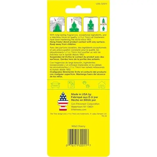 LITTLE TREES Car Air Freshener | Hanging Paper Tree for Home or Car | Wild Cherry | 3 Pack - 3