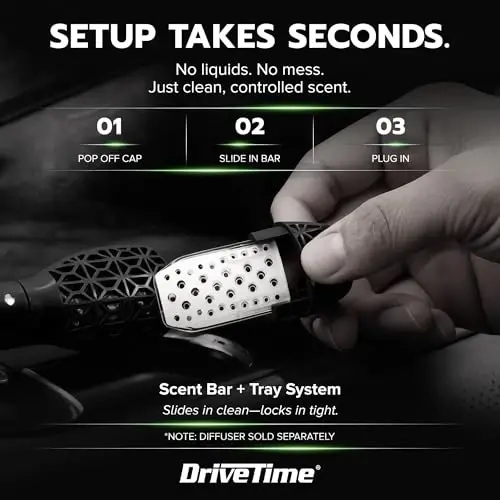 Drive Time Reusable 12V Plug-in Car Air Freshener – Power Fresh, Auto Shut-Off, Plug-In Convenience, No Batteries Needed – Includes 4 Scent Bars for Up to 30 Days of Freshness – Evergreen Forest - 3