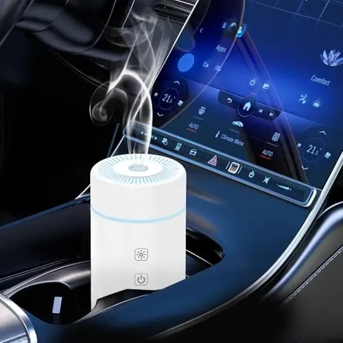 SEEDSEEL 100ML Car Essential Oil Diffuser, Rechargeable Battery Powered, Cordless Portable Diffuser with 7 LED Color Changing Lights for Travel (White) - 1