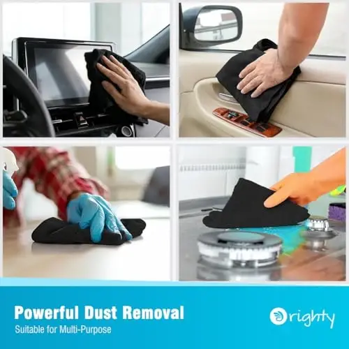 Orighty Microfiber Cleaning Cloth, Cleaning Rags, 24 Pack, 12x11 in, Black | Microfiber Towels for Cars, Soft Highly Absorbent Rag, Lint Free Cloths for Car Care, House, Kitchen - 6