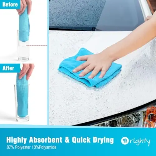 Orighty Microfiber Cleaning Cloth Bulk, 150 Pack Cleaning Rags, 12 x 11 in | Microfiber Towels for Cars, Soft Highly Absorbent Rag, Lint Free Cloths for Car Care, House, Kitchen - 3