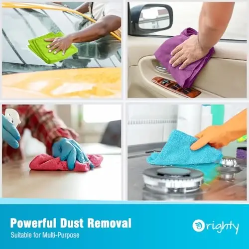 Orighty Microfiber Cleaning Cloth Bulk, 150 Pack Cleaning Rags, 12 x 11 in | Microfiber Towels for Cars, Soft Highly Absorbent Rag, Lint Free Cloths for Car Care, House, Kitchen - 6